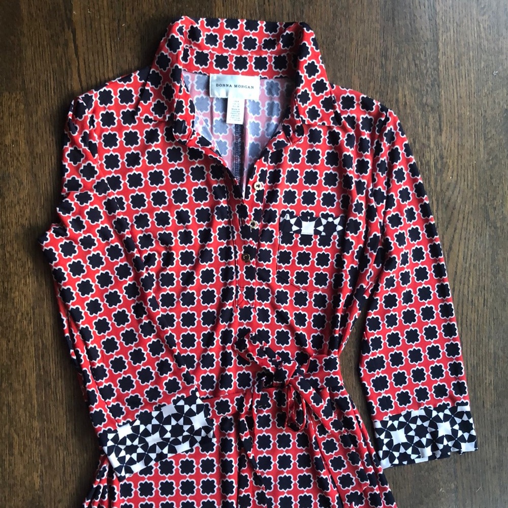 Donna Morgan long-sleeve clover shirt dress